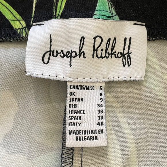 JOSEPH RIBKOFF Size US 6 Black Multicolor Floral Pull-On Stretch Cropped Pants - Picture 3 of 6